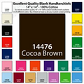14"x14" Blank Solid Cocoa Brown Imported 100% Cotton Handkerchief